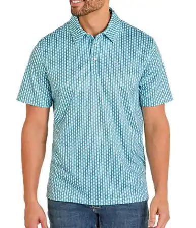 Panhandle Slim® Men's S/S Peacock Aztec Print Snap Polo Shirt - Mens