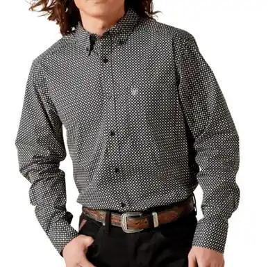 Ariat® Men's L/S Black Print Troy Fitted Button Shirt - Mens