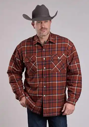 Roper® Men's Plaid Flannel Sherpa Lined Snap Shirt Jacket - Brands