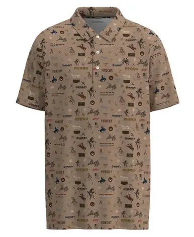 Hooey® Men's S/S Tan/Rodeo Print Weekender Polo Shirt - Mens