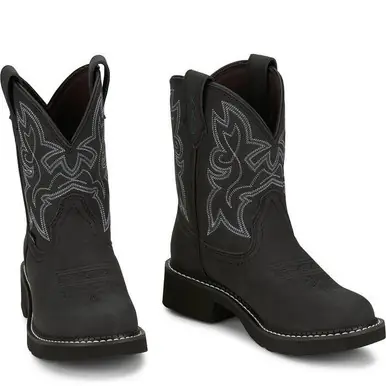 Justin® Ladies' Black Kay 8" Round Toe Boots - Brands