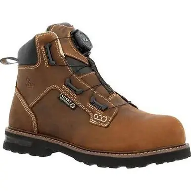 Rocky® Men's Crazy Horse Brown Grindstone XTR BOA WP Composite Toe Work Boots - Footwear