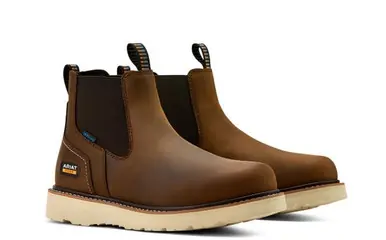 Ariat® Men's DIstressed Brown Rebar Wedge Chelsea WP Work Boots - Brands