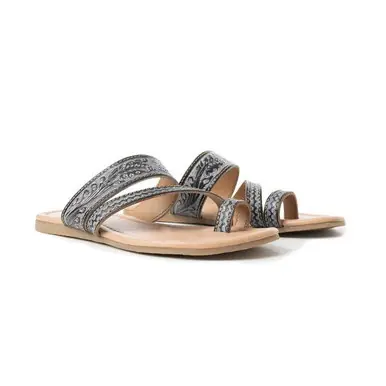Myra® Ladies' Black Tooled Rangeland Sandals - Footwear