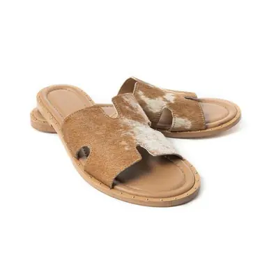 Myra® Ladies' Daleena Anne Brown Hair-On Flat Sandals