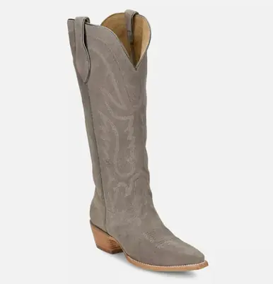 Tony Lama® Ladies' Ash Grey Liz 15" Suede Snip Toe Boots - Brands