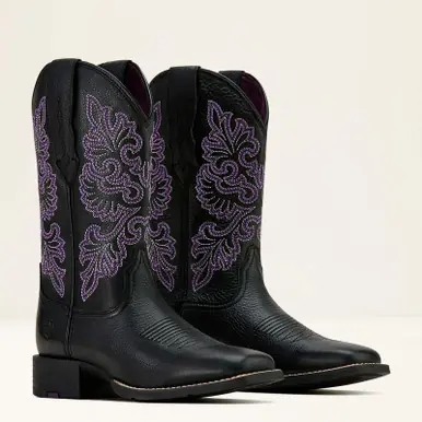 Ariat® Ladies' Black Round Up Square Toe Stretch Fit Boots - Brands