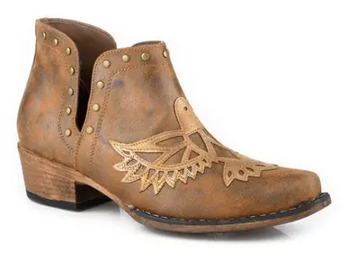 Roper® Ladies' Tan Ava Eagle Wings Ankle Boots - Brands