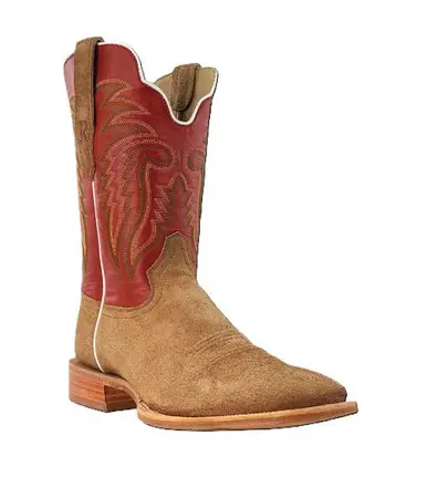 R. Watson® Men's Straw Roughout/Red 11" Square Toe Boots - Footwear