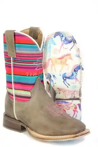 Tin Haul® Little Kids' Happy Serape Tan Square Toe Boots - Footwear