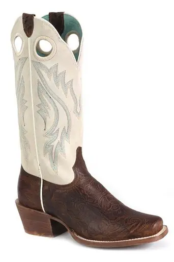 Roper® Ladies' Brown/Cream Embossed Cutter Toe Boots - Brands