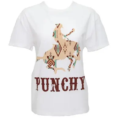 Hooey® Ladies' S/S White Aztec Bronc Punchy T-Shirt