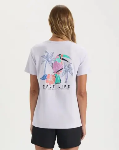 Salt Life® Ladies' S/S Lavender Toucan Palms T-Shirt