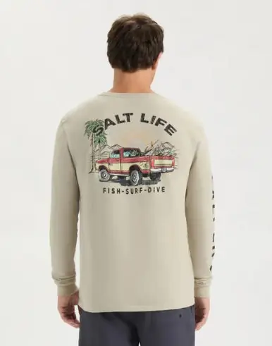 Salt Life® Men's L/S Truck & Tail Desert Green T-Shirt
