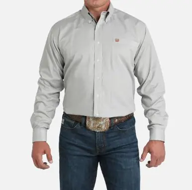 Cinch® Men's L/S Olive Pin-Striped Button Shirt