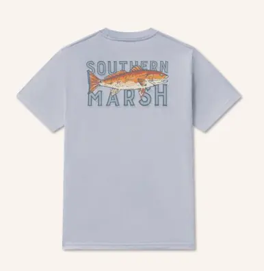 Southern Marsh® Men's S/S Mist Blue Seawash Redfish Catch Pocket T-Shirt