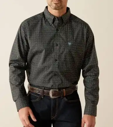 Ariat® Men's L/S Belmont Black Print Classic Fit Button Shirt - Mens