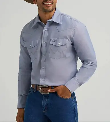 Wrangler Cowboy Cut® Men's L/S Pale Chambray Snap Work Shirt - Mens