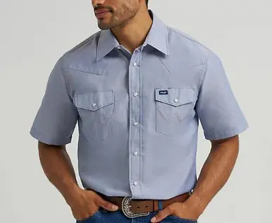 Wrangler Cowboy Cut® Men's S/S Pale Chambray Snap Work Shirt - Mens