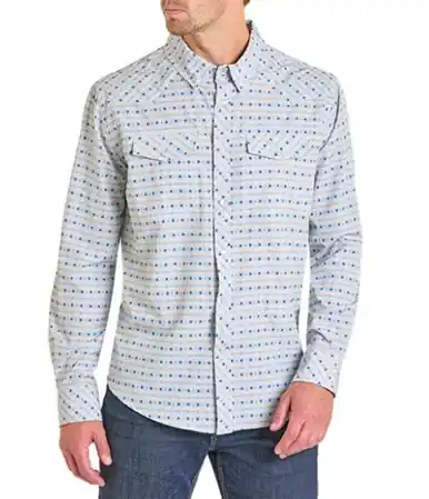 Panhandle Slim® Men's L/S Beige/Blue Aztec Print Snap Shirt - Mens