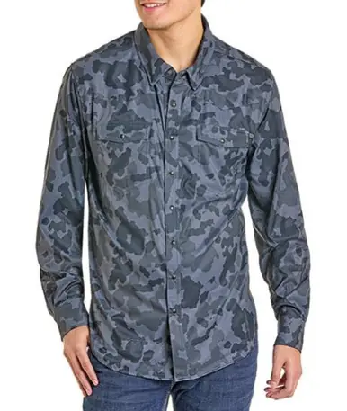 Rock & Roll Denim® Men's L/S Black/Grey Camo TEK Western Snap Shirt - Mens