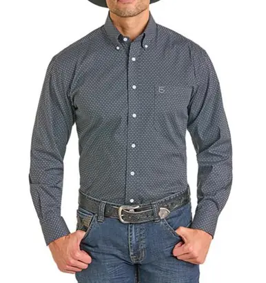 Panhandle Slim® Men's L/S Black Geo Print Button Shirt - Mens