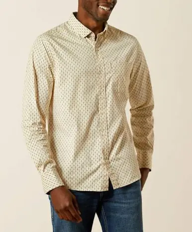 Ariat® Men's L/S Off-White Print Maverick Modern Fit Button Shirt