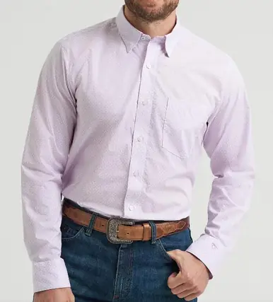 Wrangler® Men's L/S Cody Johnson Lilac Squares Button Shirt - Mens
