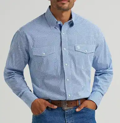 Wrangler® George Strait™ Men's L/S Atlantic Miniprint Snap Shirt - Mens