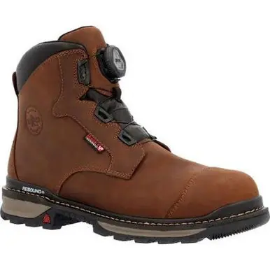Rocky® Men's Brown Rams Horn BOA 6" Comp Toe WP Work Boots - Footwear