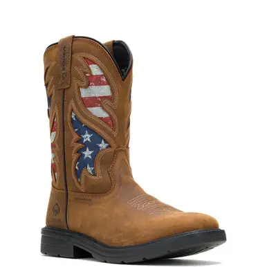 Wolverine® Men's Brown Rancher Flag WP Steel Toe Wellington Work Boots - Footwear