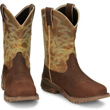 Tony Lama® Men's Brown Roustabout WP 11" Steel Square Toe Work Boots - Brands