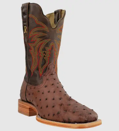 R. Watson® Men's Kango Tobac FQ Ostrich Square Toe Boots - Footwear