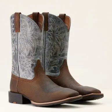 Ariat® Men's Earth Brown/Glacier Blue Sport Wide Square Toe Boots - Brands