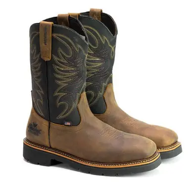Thorogood® Men's Brown/Black Waterproof Steel Square Toe Boots - Footwear