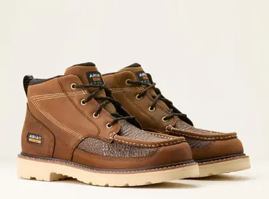 Ariat® Men's Distressed Brown/Sharkskin Print Rebar Lift Chukka Work Boots - Brands