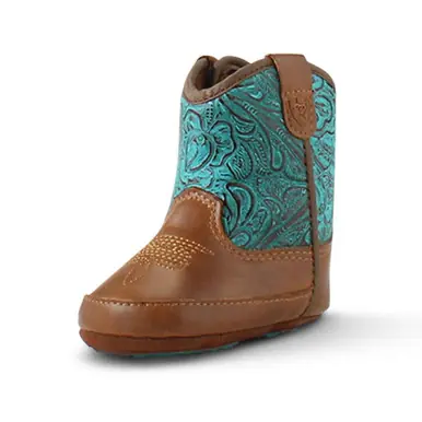 Ariat® Infant Lil' Stompers Round Up Brown/Turquoise Booties - Brands