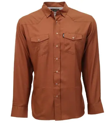 Hooey® Men's L/S Solid Rust Pearl Snap Shirt - Mens