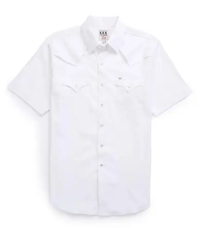 Ely Cattleman® Men's S/S White Pro Vented Western Snap Shirt - Mens