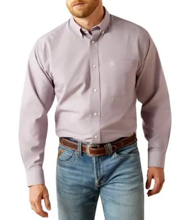 Ariat® Men's L/S Solid Lilac WF Classic Fit Button Shirt - Mens