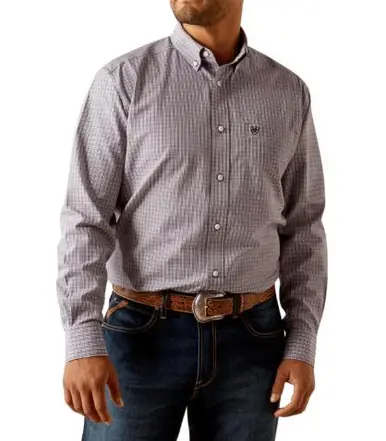 Ariat® Men's L/S Purple Plaid WF Roger Classic Fit Shirt - Mens