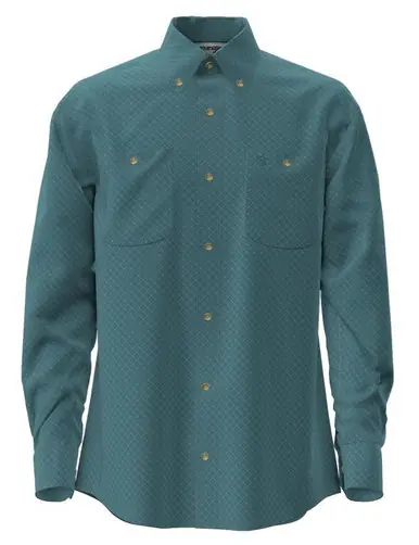 Wrangler® Men's L/S George Strait Aqua Prinnt Button Shirt - Mens