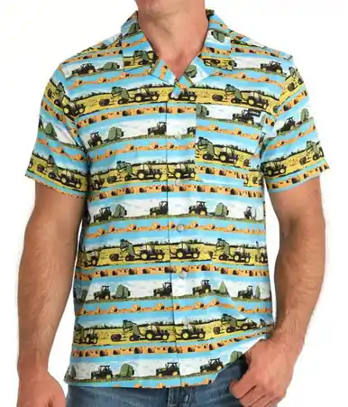 Cinch® Men's S/S Hayin' Season Tractor Camp Shirt - Mens