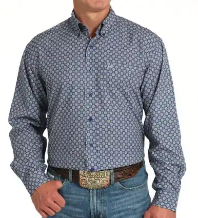 Cinch® Men's L/S Royal Blue Medallion Print ArenaFlex Button Shirt - Mens