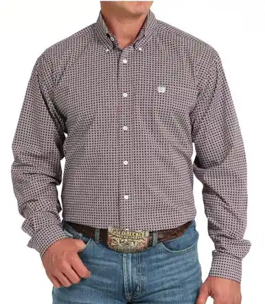 Cinch® Men's L/S Purple Geo Print Button Shirt - Mens
