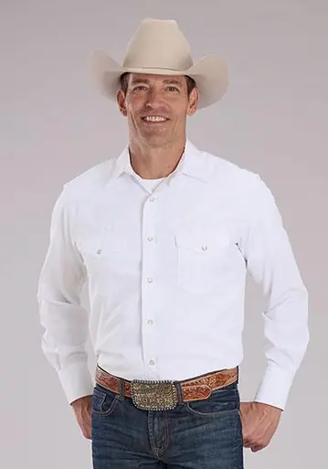 Roper® Men's L/S White Tone-On-Tone Western Snap Shirt