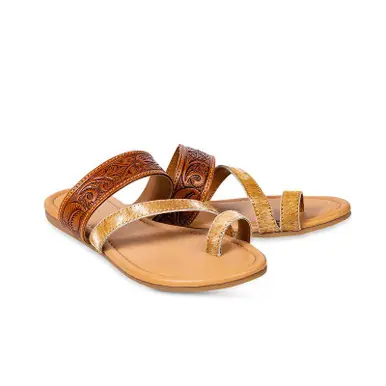 Myra® Ladies' Kaylee Dawn Tooled/Cowhide Thong Sandals - Footwear