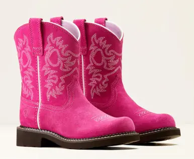 Ariat® Girls' Suede Hot Pink Fatbaby Boots - Footwear