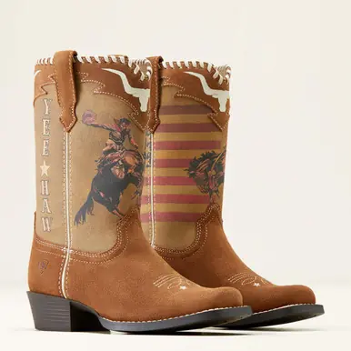 Ariat® Kids' Futurity Rodeo Quincy Brown Suede Boots - Footwear