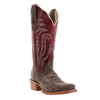 R. Watson Boots® Ladies Charcoal Roughout Boot With Cherry Top - Footwear